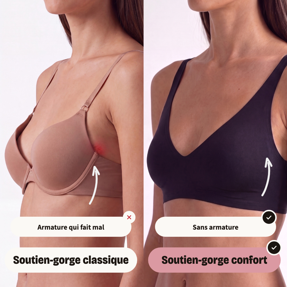 Comparaison : armature qui fait mal, ou soutien-gorge sans armature