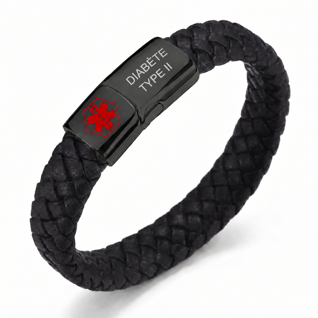 Bracelet Diabète Nakylo noir - Diabète Type II