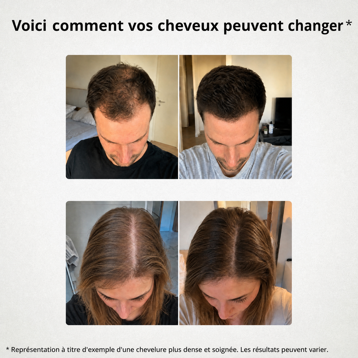 Représentation à titre d'exemple d'une chevelure plus dense et soignée