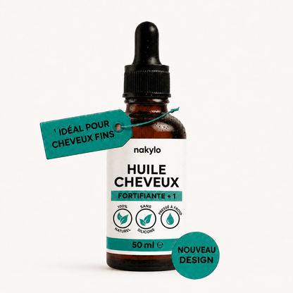 Flacon d'huile capillaire fortifiante Nakylo, 50 ml, idéale pour les cheveux fins